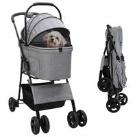 Opvouwbare Huisdierenwagen Verstelbaar Grijs 81 x 47 x 99 cm