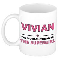 Naam cadeau mok/ beker Vivian The woman, The myth the supergirl 300 ml   - - thumbnail