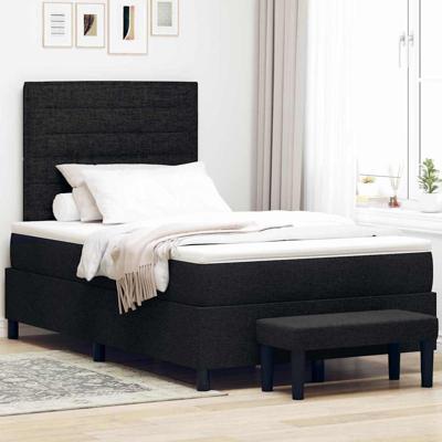 Boxspringbed met matras en bank stof zwart 120x200 cm