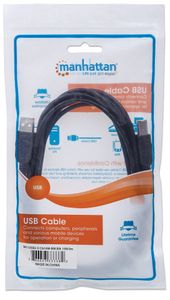 Manhattan USB-kabel USB 2.0 USB-A stekker, USB-B stekker 3.00 m Zwart Vergulde steekcontacten, UL gecertificeerd 333382-CG