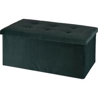 Poef/hocker/krukje - opbergbox - donkergrijs - fluweel polyester - 76 x 40 x 38 cm - opvouwbaar - thumbnail