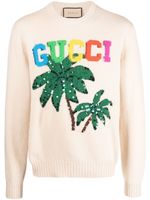 Gucci palm tree-print wool jumper - Tons neutres - thumbnail