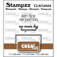 Crealies • stampzz stempelset jarig 04: 2 teksten + 1 tag/label