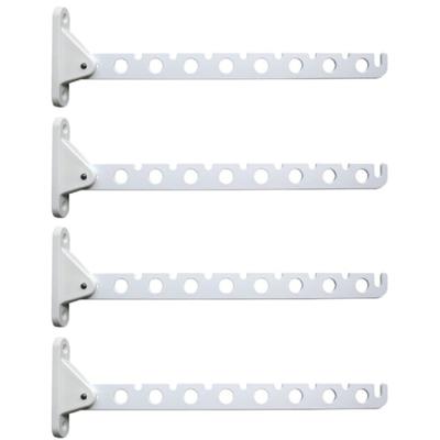 Kledinghaak - Set van 4x stuks - inklapbaar - wit - 30 cm - voor 16 hangers
