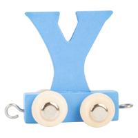 Small Foot - houten lettertrein blauw - y - 12 stuks