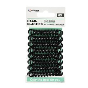 Benson Care Telefoonkabel haar elastiekjes - 8x - zwart - zonder metaal - D5 cm