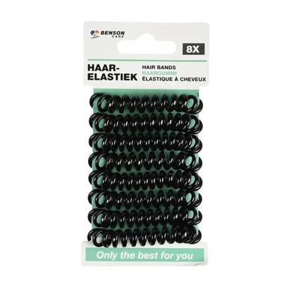 Benson Care Telefoonkabel haar elastiekjes - 8x - zwart - zonder metaal - D5 cm