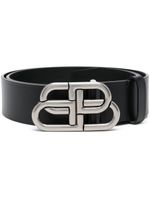 Balenciaga ceinture large en cuir à boucle BB - Noir