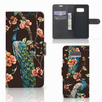 Samsung Galaxy S8 Plus | Telefoonhoesje | Met pasjeshouder | Pauw met Bloemen