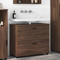 Badkamer Kast bruin eikenkleur 76,5 x 35 x 64 cm Bewerkt hout