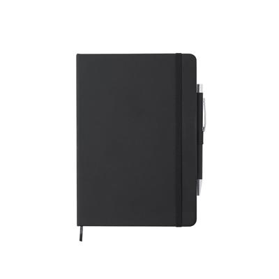 Schrift/notitieboekje met elastiek/pen A5 formaat - zwart