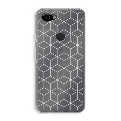 Zwart-witte kubussen: Google Pixel 3a Transparant Hoesje