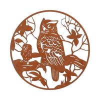 HBX Natural Living Wanddecoratie karat uil dia30cm roest