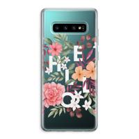 Hello in flowers: Samsung Galaxy S10 Plus Transparant Hoesje - thumbnail