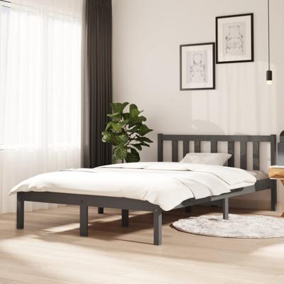 Bedframe massief hout grijs 120x200 cm