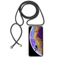 Vierhoek anti-val trasparent TPU mobiele telefoon geval met Lanyard voor iPhone 11 Pro (grijs)