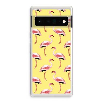 Flamingo's geel: Google Pixel 6 Pro Transparant Hoesje