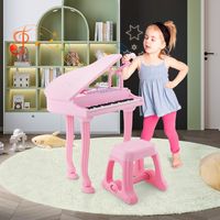Kindertoetsenbord met 37 Toetsen en Kruk Elektronisch Pianotoetsenbord met Microfoon LED-Leer-Modus Opname- en Afspeelfunctie (Roze) Kindertoetsenbord met 37 Toetsen en Kruk Elektronisch Pianotoetsenbord met Microfoon LED-Leer-Modus Opname- en Afspeelfunctie (Roze)