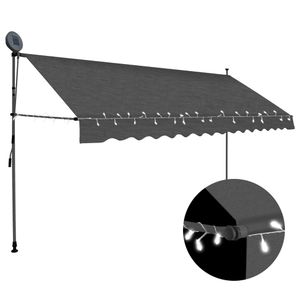 VidaXL Luifel handmatig uitschuifbaar met led 400 cm antracietkleurig