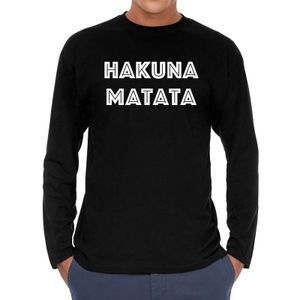 Hakuna matata long sleeve t-shirt zwart voor heren