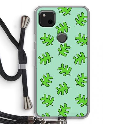 Groene blaadjes: Pixel 4a Transparant Hoesje met koord