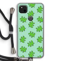 Groene blaadjes: Pixel 4a Transparant Hoesje met koord