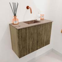 Toiletmeubel Mondiaz Joya Dlux | 60 cm | Meubelkleur Dusk | Faye wastafel Arena Wasbak Midden | Zonder kraangat(en)
