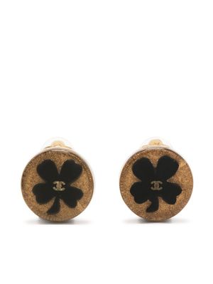 CHANEL Pre-Owned boucles d'oreilles Clover à logo CC (2001)