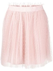 RED Valentino minijupe plissée en tulle point d'esprit - Rose