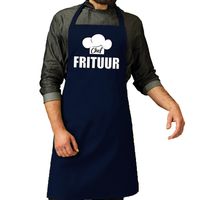 Chef frituur schort / keukenschort navy heren