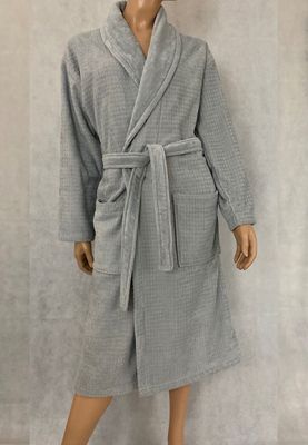 Velours katoenen badjas - lichtgrijs-3xl