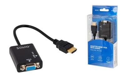 Savio CL-23 video kabel adapter 0,5 m VGA (D-Sub) HDMI Type A (Standaard) Zwart