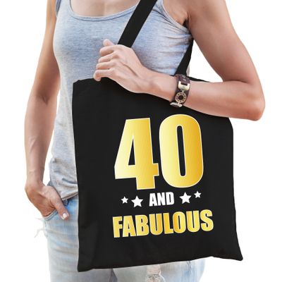 40 and legendary verjaardag cadeau tas zwart met gouden letters voor dames en heren - Verjaardag 40 and legendary verjaardag cadeau tas zwart met gouden letters voor dames en heren - Verjaardag