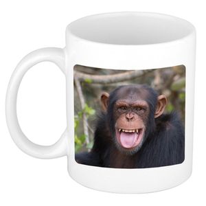 Dieren foto mok chimpansee - apen beker wit 300 ml