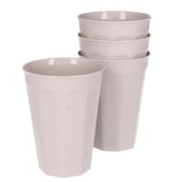 Verjaardag/kinder/camping drink bekers - 4x stuks - 300 ML - beige - kunststof - onbreekbaar