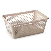 Opbergmand/kastmandje - 6,5 liter - beige - kunststof - 20 x 30 x 11 cm