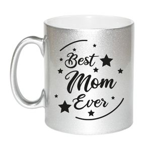 Best Mom Ever cadeau mok / beker zilverglanzend 330 ml   -