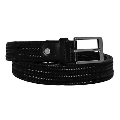 Timbelt Leren Elastische Gevlochten Riem Zwart | 130 cm