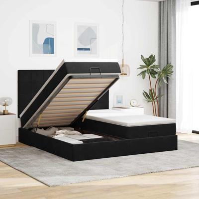 Ottoman bed met matrassen en LED's 160x200cm fluweel zwart