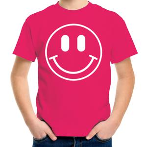 Verkleed T-shirt voor jongens - smiley - roze - carnaval - feestkleding voor kinderen