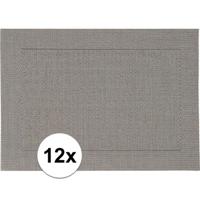 Tafel Placemats - 12x stuks - grijs - gevlochten - 45 x 30 cm - onderleggers