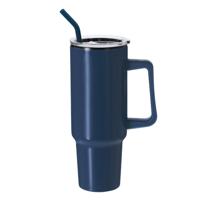Warmhoudbeker/thermosbeker STANFORD - XXL drinkbeker/tumbler - RVS - blauw - 1200 ml