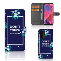 OPPO A54 5G | A74 5G | A93 5G Portemonnee Hoesje Flowers Blue DTMP - thumbnail