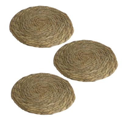 Gerimport Pannenonderzetter - Set van 3x stuks - hittebestendig - zeegras - rond - 22 cm