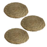 Gerimport Pannenonderzetter - Set van 3x stuks - hittebestendig - zeegras - rond - 22 cm