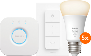 Philips Hue White Starter Pack E27 met 5 lampen, dimmer + bridge