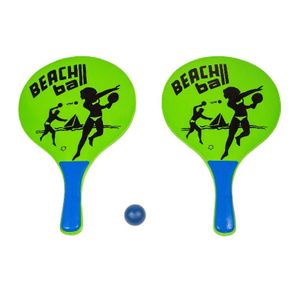 Houten beachball set groen met beachball print   -