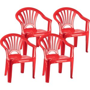 8x stuks kinderstoelen rood kunststof 35 x 28 x 50 cm