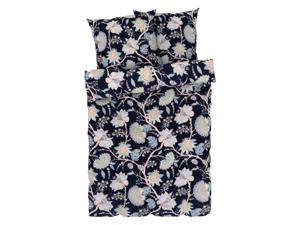 LIVARNO home Satijnen dekbedovertrek 240 x 220 cm (Bloemen/donkerblauw)