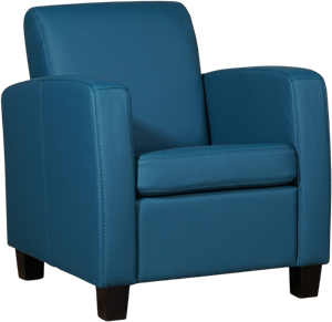 Blauwe leren landelijke fauteuil Joy - poot hout bruin - Toledo Leer Turquoise (blauw leer)